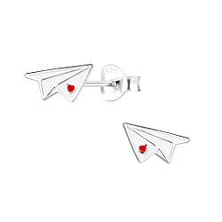 Wholesale Silver Paper Plane Stud Earrings