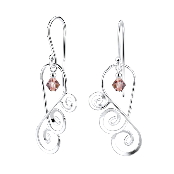 Wholesale Silver Spiral Earrings with Glass Bead