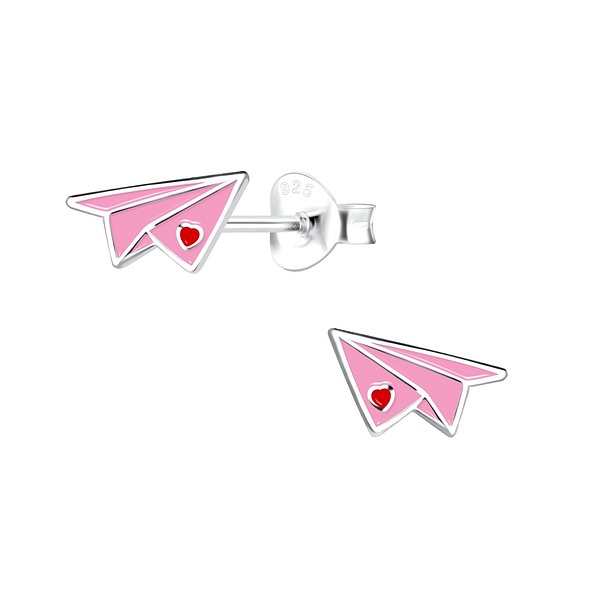Wholesale Silver Paper Plane Stud Earrings
