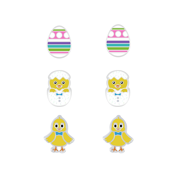 Wholesale Silver Easter Stud Earrings Set