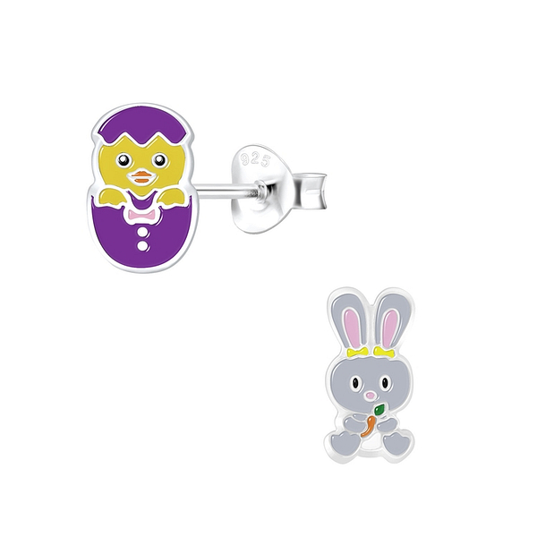 Wholesale Silver Easter Holiday Stud Earrings