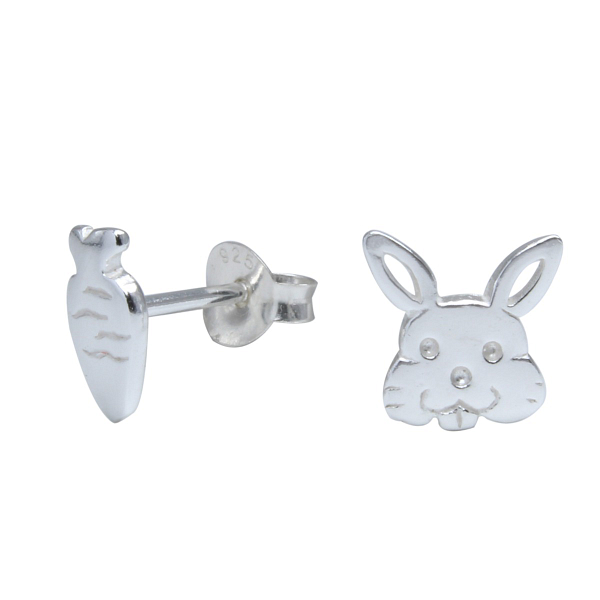 Wholesale Silver Rabbit and Carrot Stud Earrings