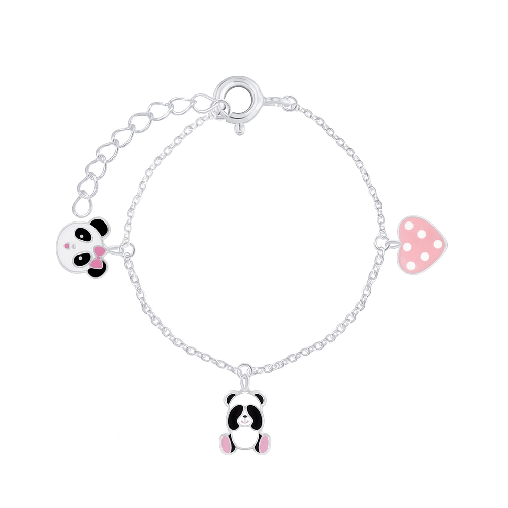 Kids 925 Sterling Silver Panda Lovers Bracelet