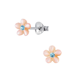 Wholesale Silver Shell Flower Stud Earrings