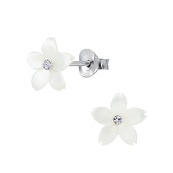 Wholesale Silver Shell Flower Stud Earrings
