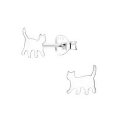 Wholesale Silver Cat  Stud Earrings