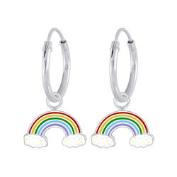 Wholesale Silver Rainbow Charm Hoop Earrings