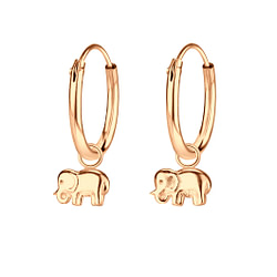 Wholesale Silver Elephant Charm Hoop Earrings