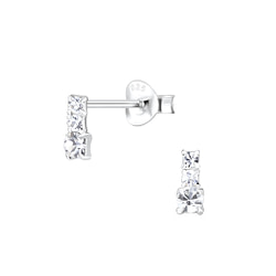 Wholesale Silver Bar Crystal Stud Earrings