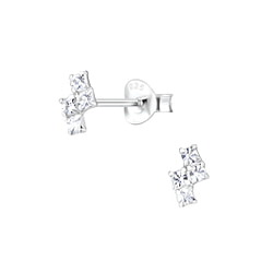 Wholesale Silver Geometric Crystal Stud Earrings