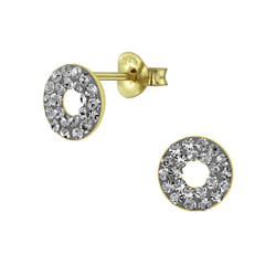 Wholesale Silver Circle Crystal Stud Earrings