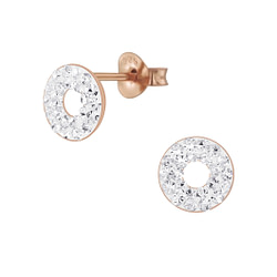 Wholesale Silver Circle Crystal Stud Earrings