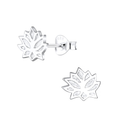 Wholesale Silver Lotus Flower Stud Earrings