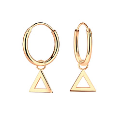 Wholesale Silver Triangle Charm Hoop Earrings