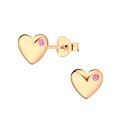 Wholesale Silver Cubic Zirconia Heart Stud Earrings