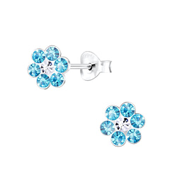 Wholesale Silver Crystal Flower Stud Earrings