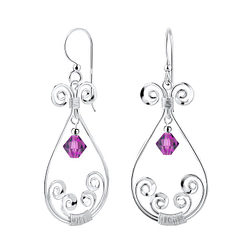 Wholesale Silver Spiral Earrings with Glass Bead