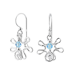 Wholesale Silver Flower Earrings with Crystals Bead