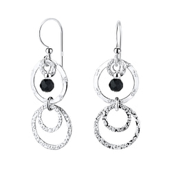 Wholesale Silver Circle Earrings with Glass Bead