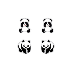 Wholesale Silver Panda Stud Earrings Set