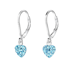 Wholesale Silver Heart Crystal Lever Back Earrings