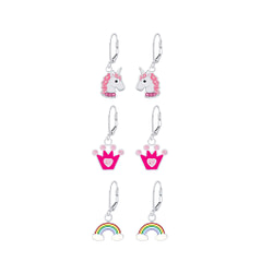 Wholesale Silver Colorful Lever Back Earrings Set