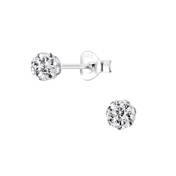 Wholesale 4mm Silver Crystal Ball Stud Earrings