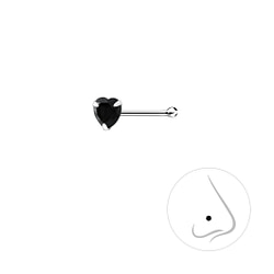 Wholesale 3mm Heart Cubic Zirconia Silver Nose Stud with Ball