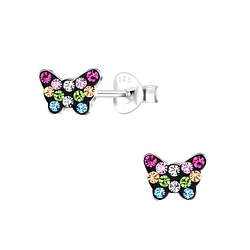 Wholesale Silver Butterfly Crystal Stud Earrings