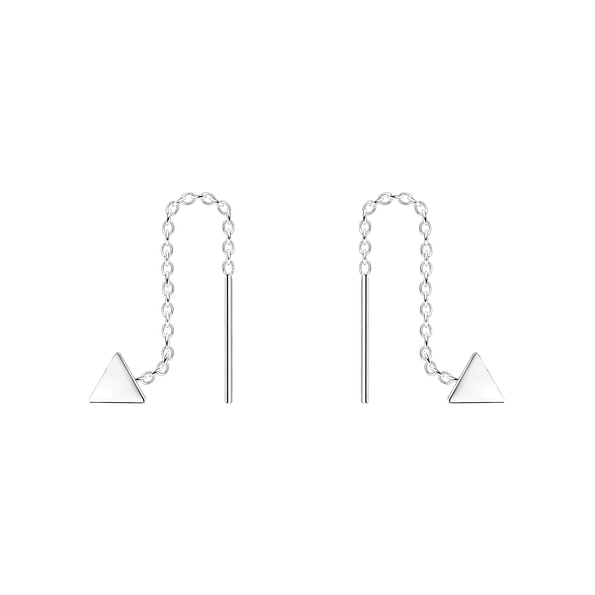 Wholesale Silver Thread Through Triangle Earrings