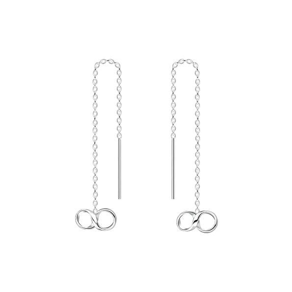 Wholesale Silver Thread Through Infinity Earrings