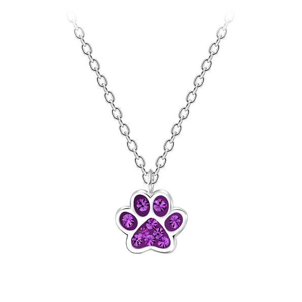 Wholesale Silver Paw Print Necklace