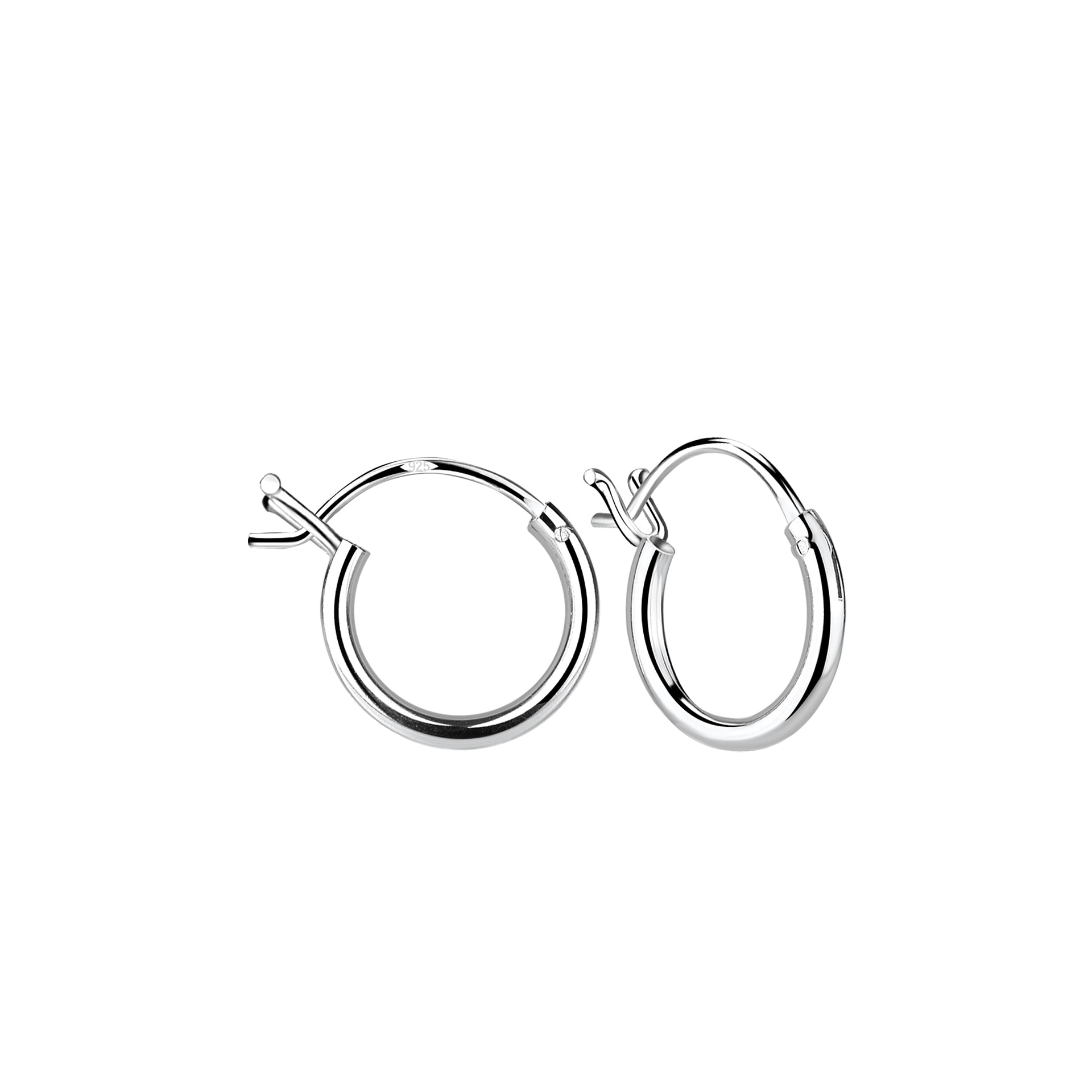925 Sterling Silver 16mm French Lock Bali Hoop Sleeper Earrings Design 7 Pair 